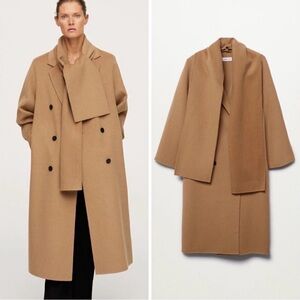 XS Mango Wool Blend Coat With Scarf NWT